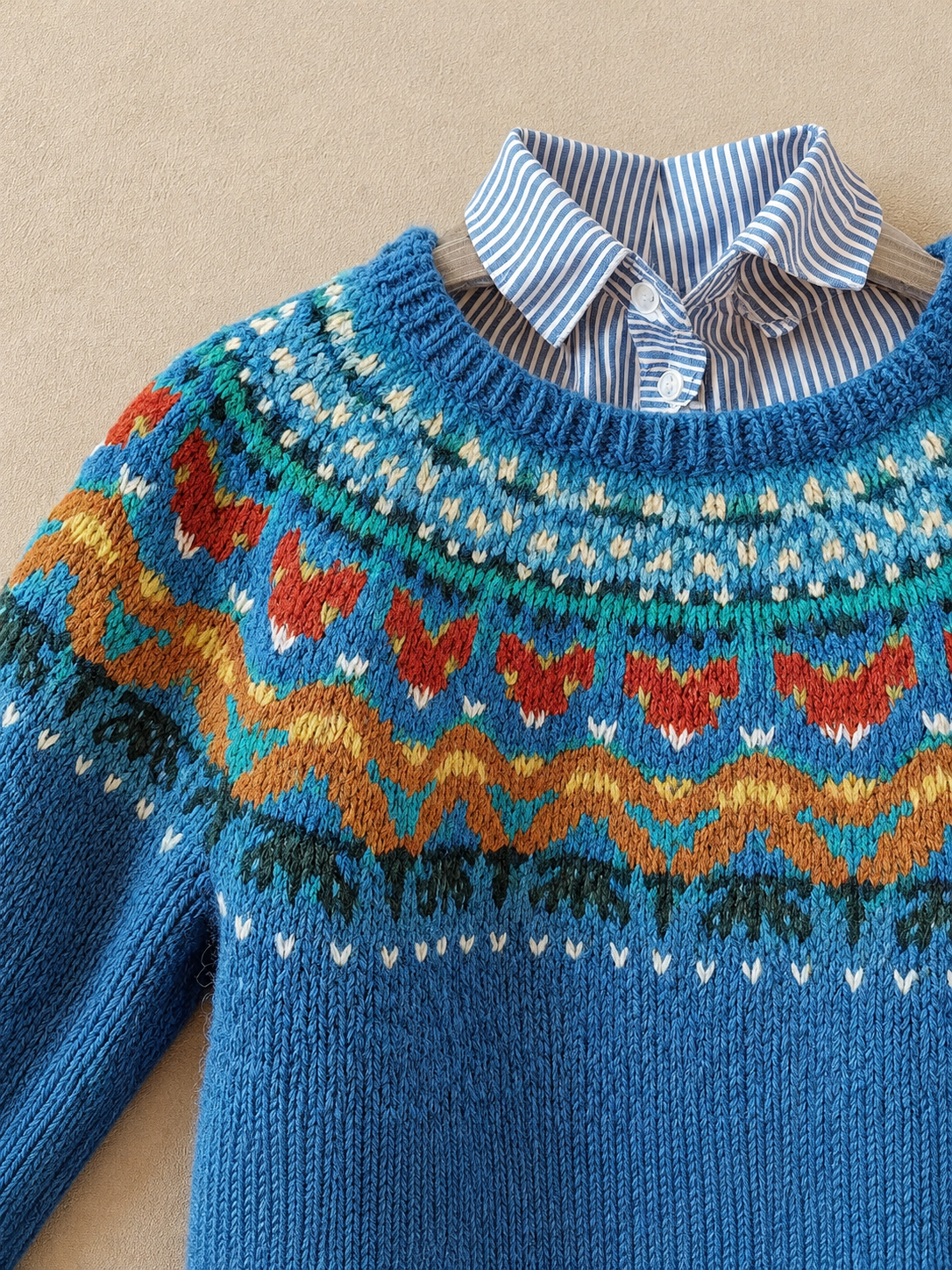 ELIZA & MAREN | NORDIC JACQUARD YOKE SWEATER FOR WOMEN