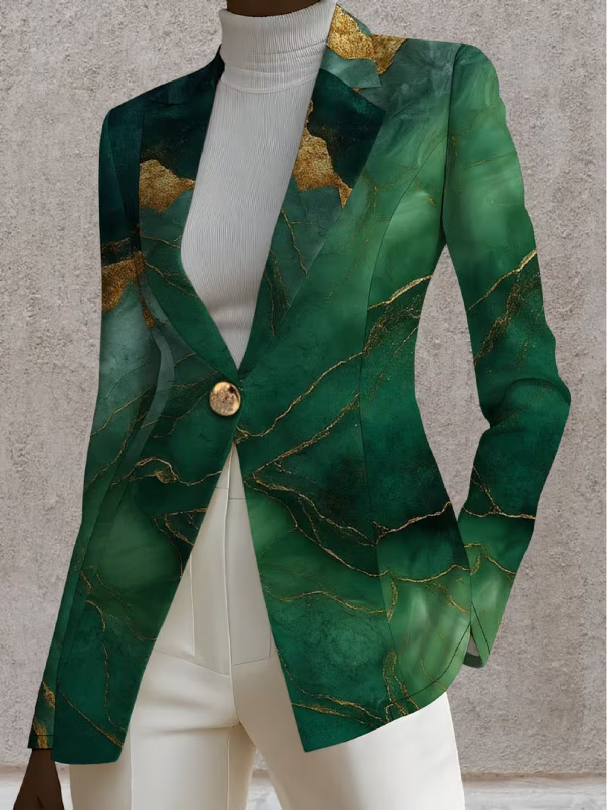 ELIZA & MAREN | EMERALD MARBLE PRINT BLAZER FOR WOMEN