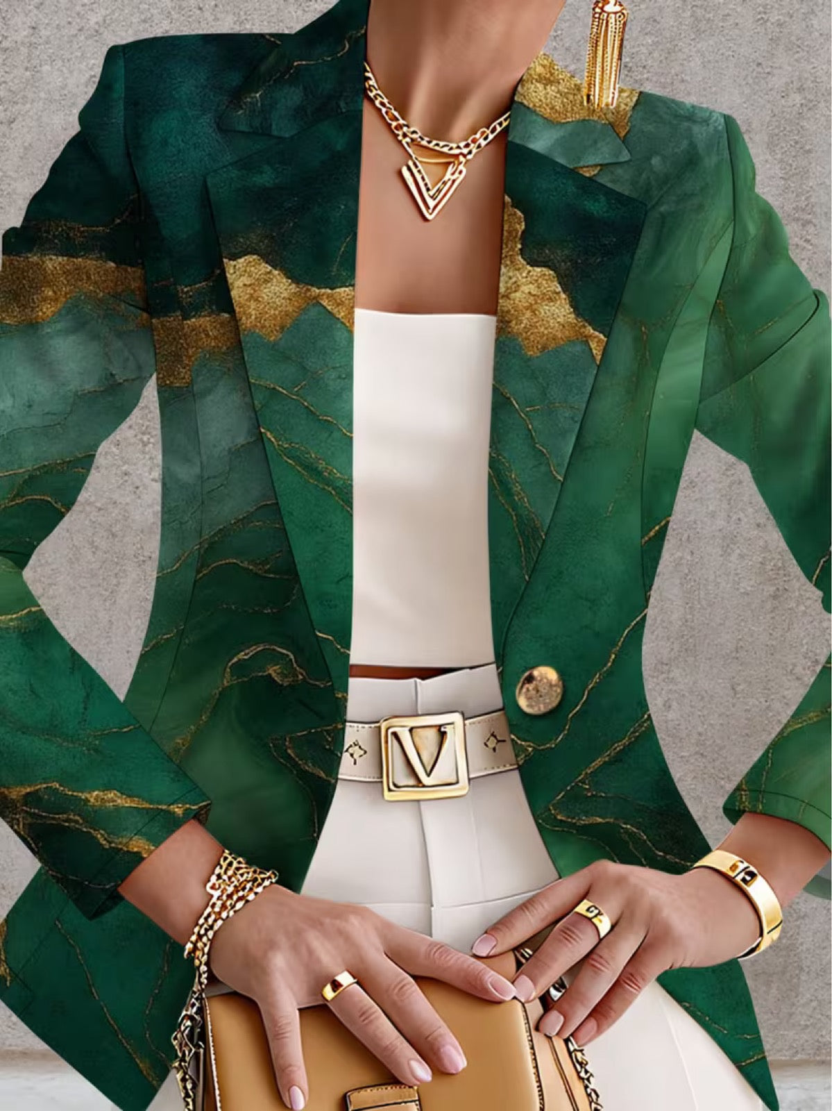 ELIZA & MAREN | EMERALD MARBLE PRINT BLAZER FOR WOMEN