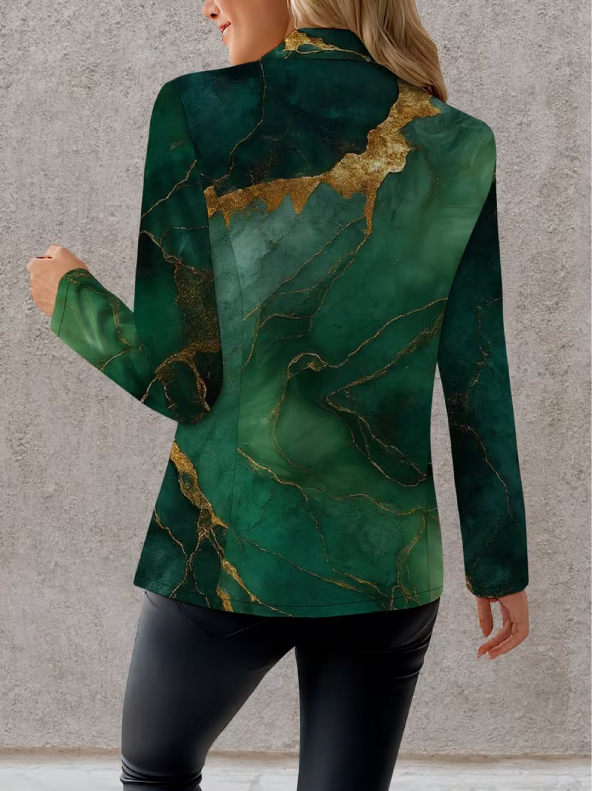 ELIZA & MAREN | EMERALD MARBLE PRINT BLAZER FOR WOMEN