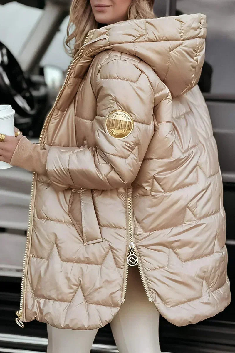 ELIZA & MAREN | GLOSSY HOODED QUILTED JACKET FOR WOMEN