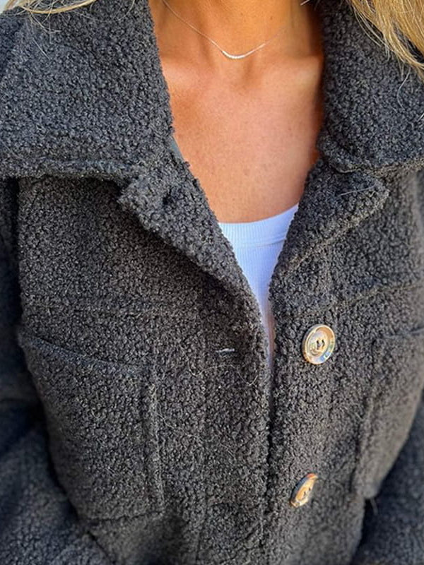 ELIZA & MAREN | BLACK BOUCLE BUTTON JACKET FOR WOMEN