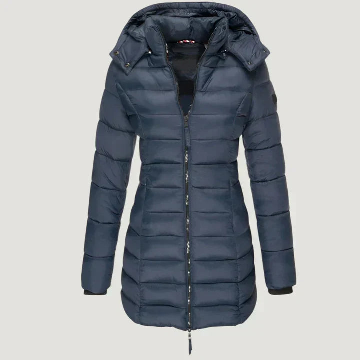 ELIZA & MAREN | HOODED PANEL QUILTED COAT FOR WOMEN