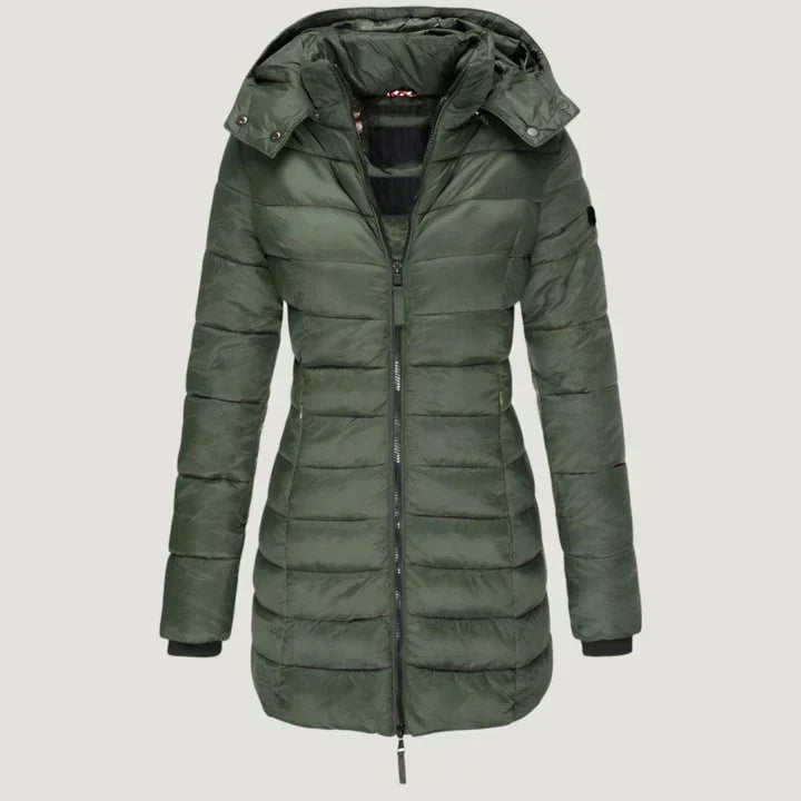 ELIZA & MAREN | HOODED PANEL QUILTED COAT FOR WOMEN