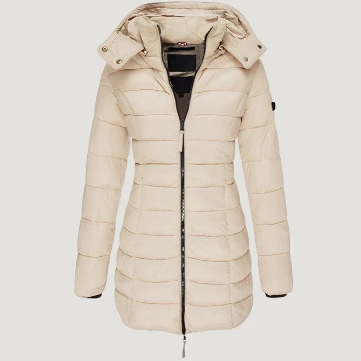 ELIZA & MAREN | HOODED PANEL QUILTED COAT FOR WOMEN