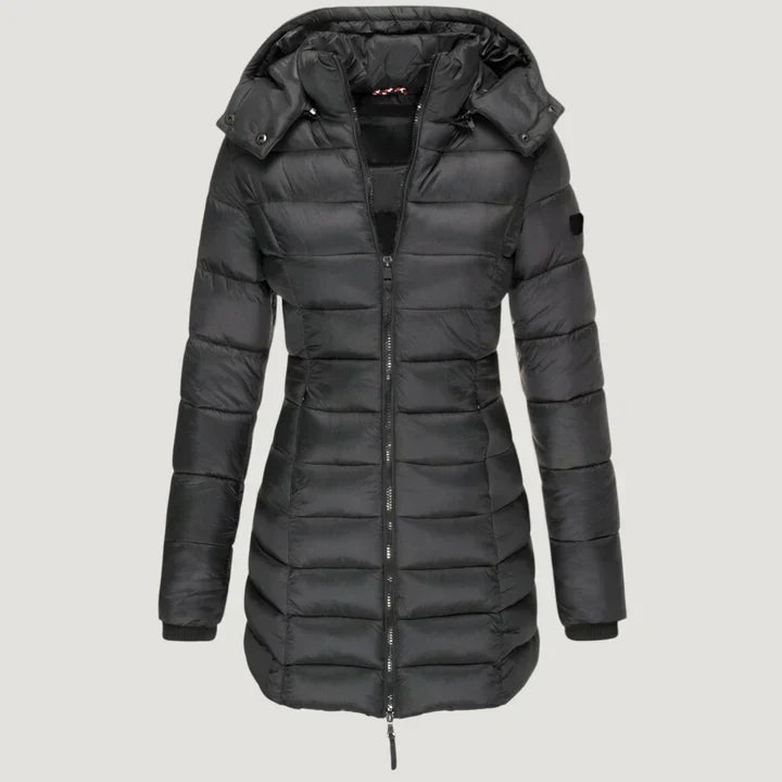 ELIZA & MAREN | HOODED PANEL QUILTED COAT FOR WOMEN