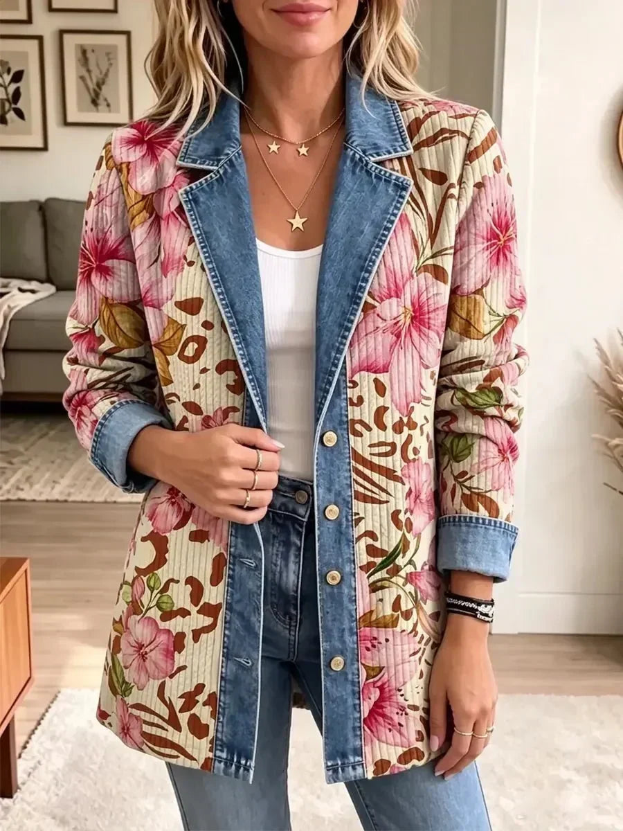 ELIZA & MAREN | FLORAL LEOPARD PRINT JACKET FOR WOMEN