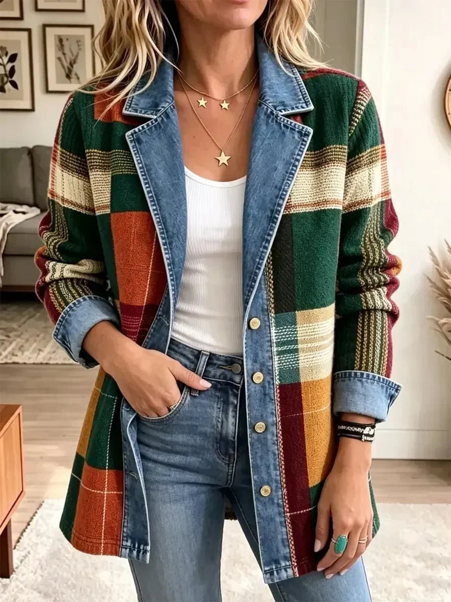ELIZA & MAREN | MULTICOLOR SQUARE MOTIF JACKET FOR WOMEN