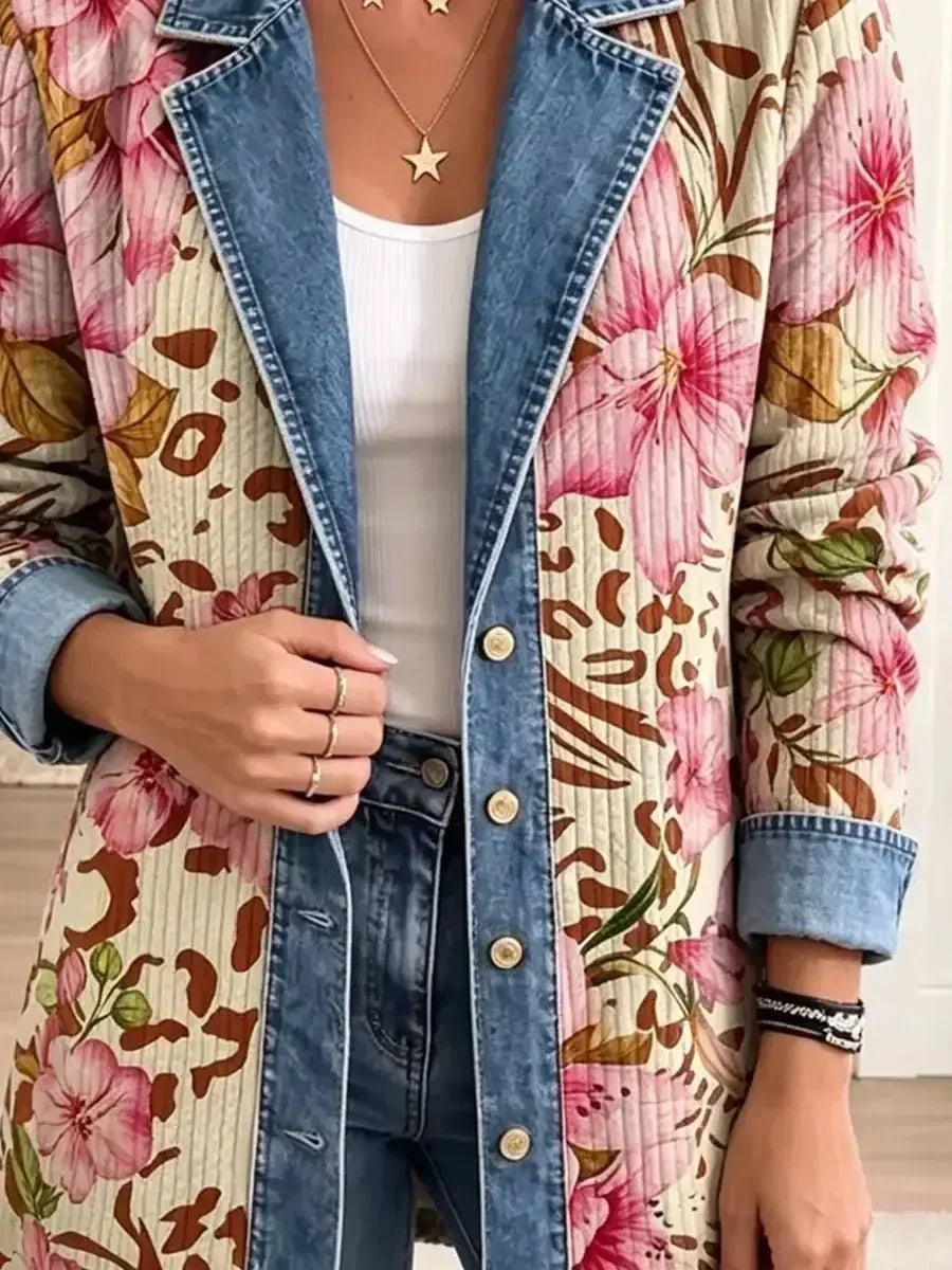 ELIZA & MAREN | FLORAL LEOPARD PRINT JACKET FOR WOMEN