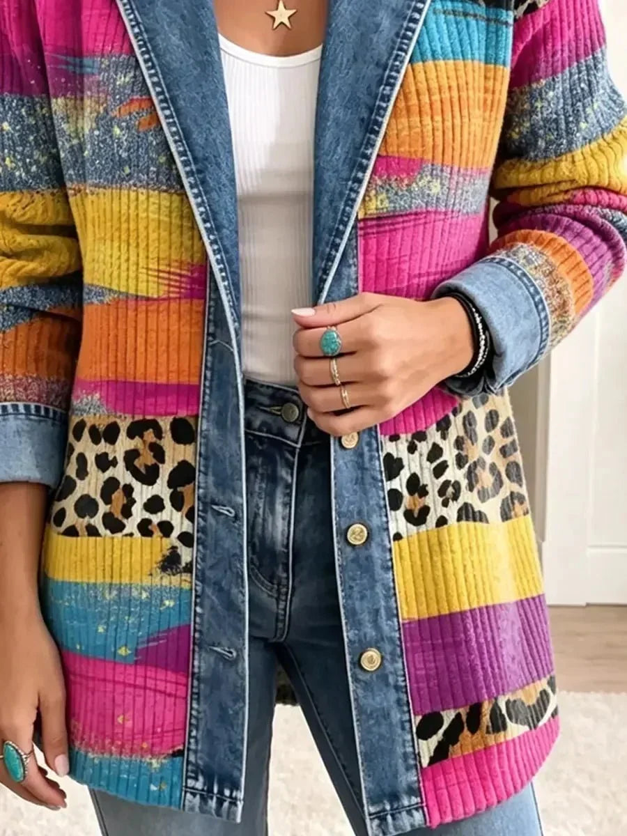 ELIZA & MAREN | MULTICOLOR LEOPARD PATCHWORK JACKET FOR WOMEN