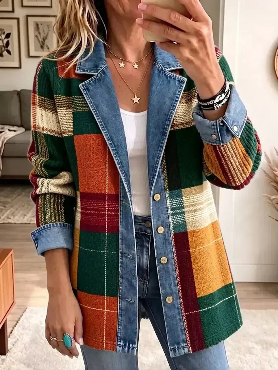 ELIZA & MAREN | MULTICOLOR SQUARE MOTIF JACKET FOR WOMEN
