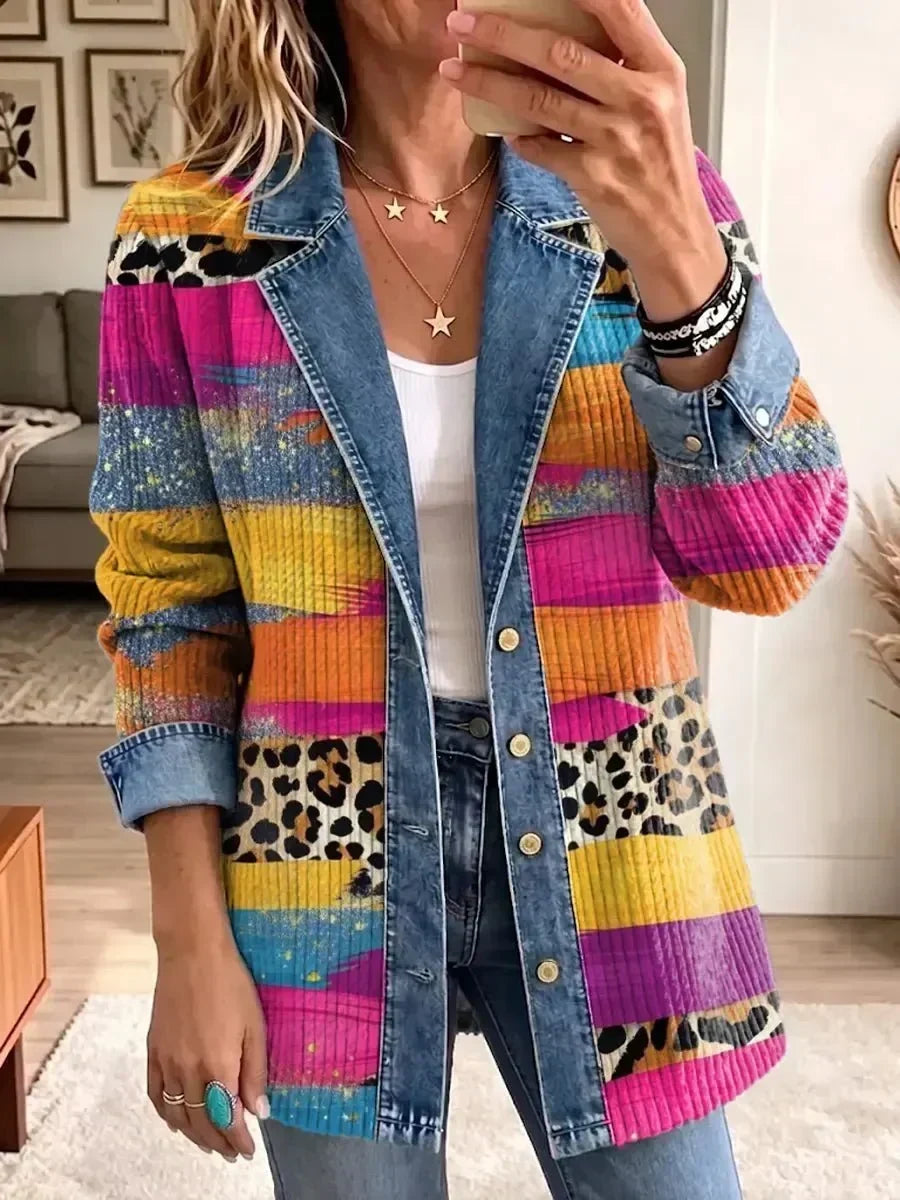 ELIZA & MAREN | MULTICOLOR LEOPARD PATCHWORK JACKET FOR WOMEN
