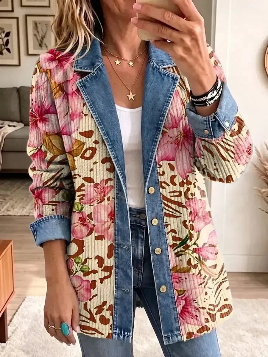 ELIZA & MAREN | FLORAL LEOPARD PRINT JACKET FOR WOMEN