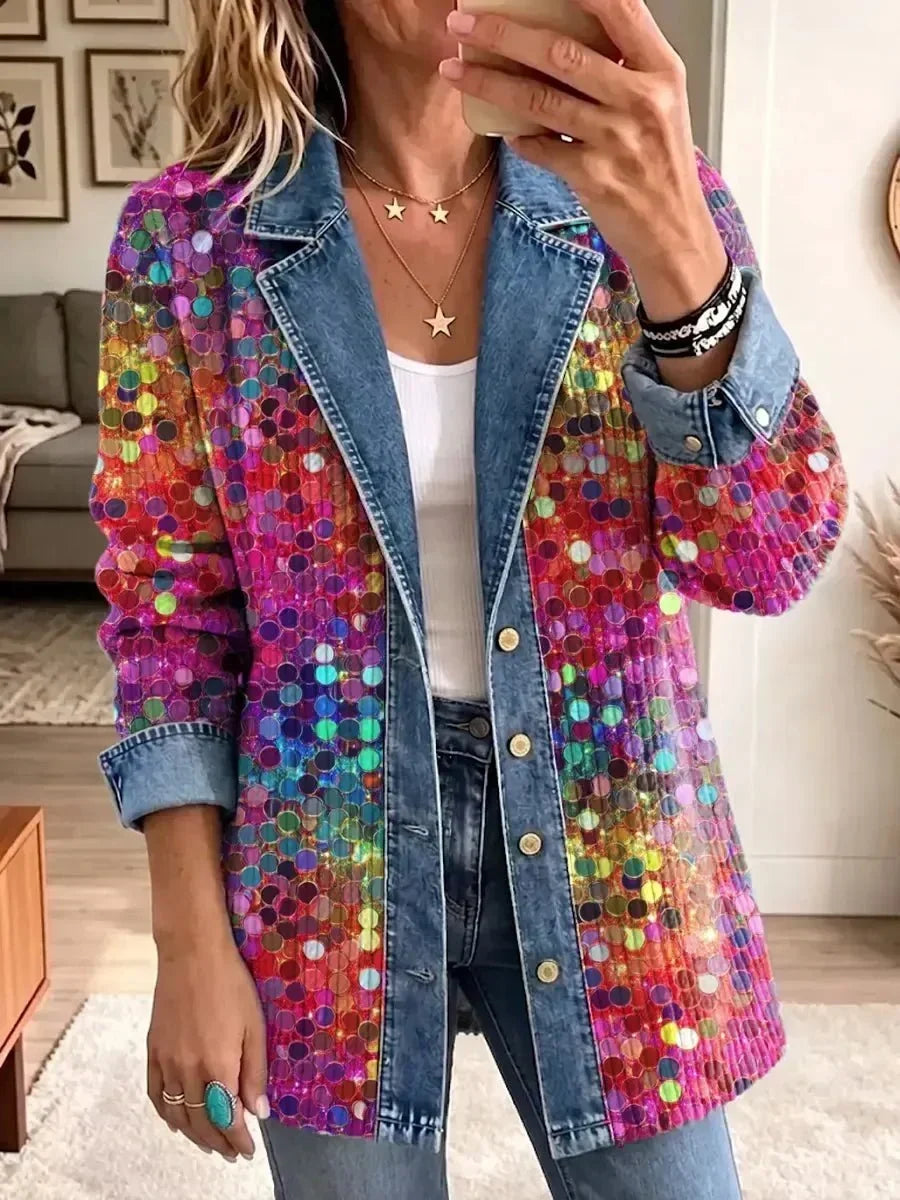 ELIZA & MAREN | MULTICOLOR SEQUIN MOTIF JACKET FOR WOMEN