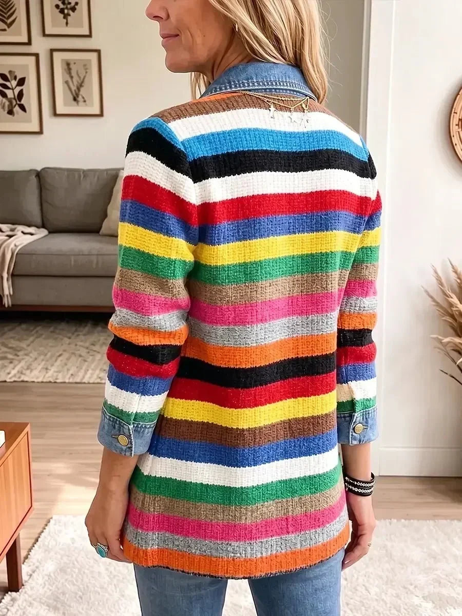 ELIZA & MAREN | COLORFUL FEATHER PRINT JACKET FOR WOMEN