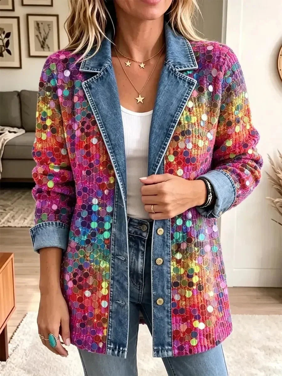 ELIZA & MAREN | MULTICOLOR SEQUIN MOTIF JACKET FOR WOMEN