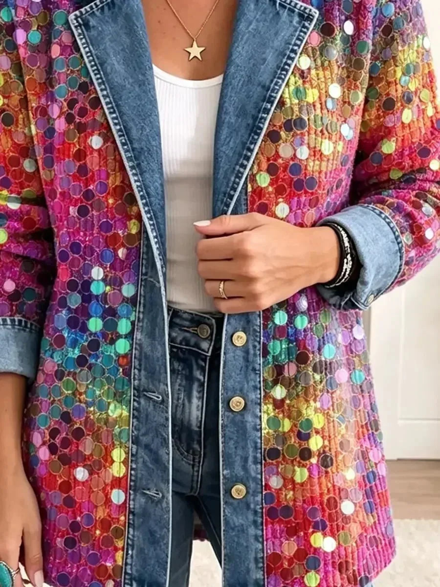 ELIZA & MAREN | MULTICOLOR SEQUIN MOTIF JACKET FOR WOMEN