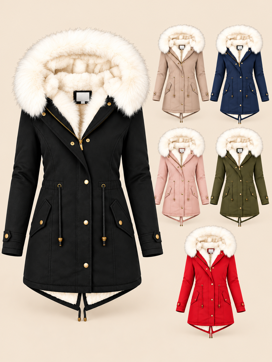 ELIZA & MAREN | LONG DRAWSTRING WINTER PARKA FOR WOMEN