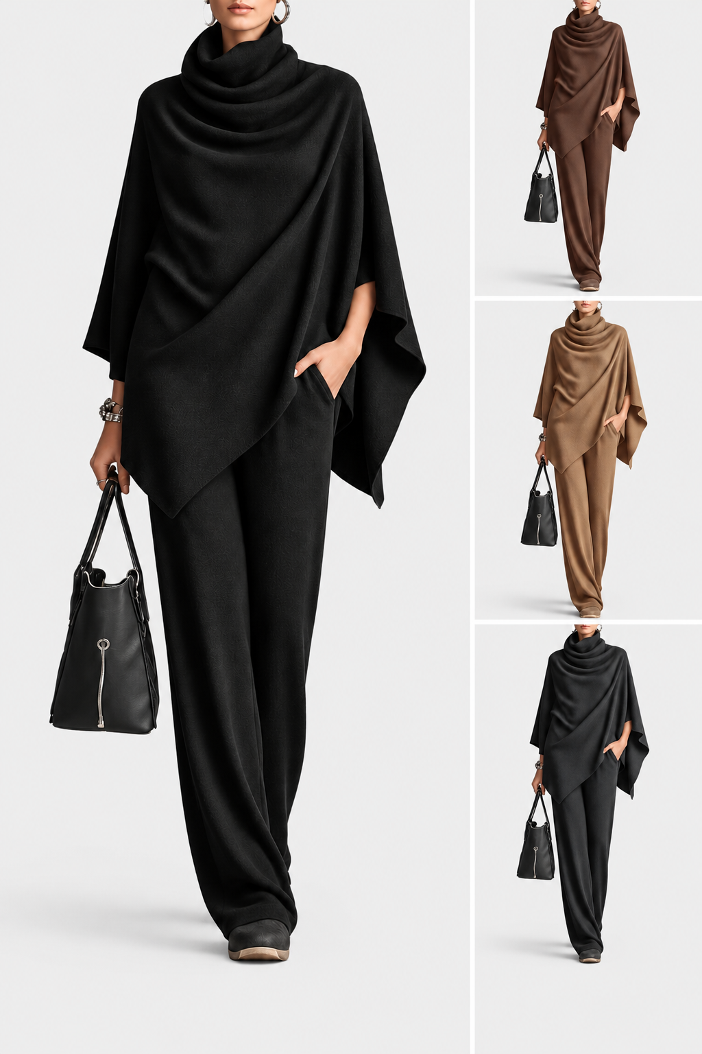 ELIZA & MAREN | VELVET CAPE PANTS SET FOR WOMEN