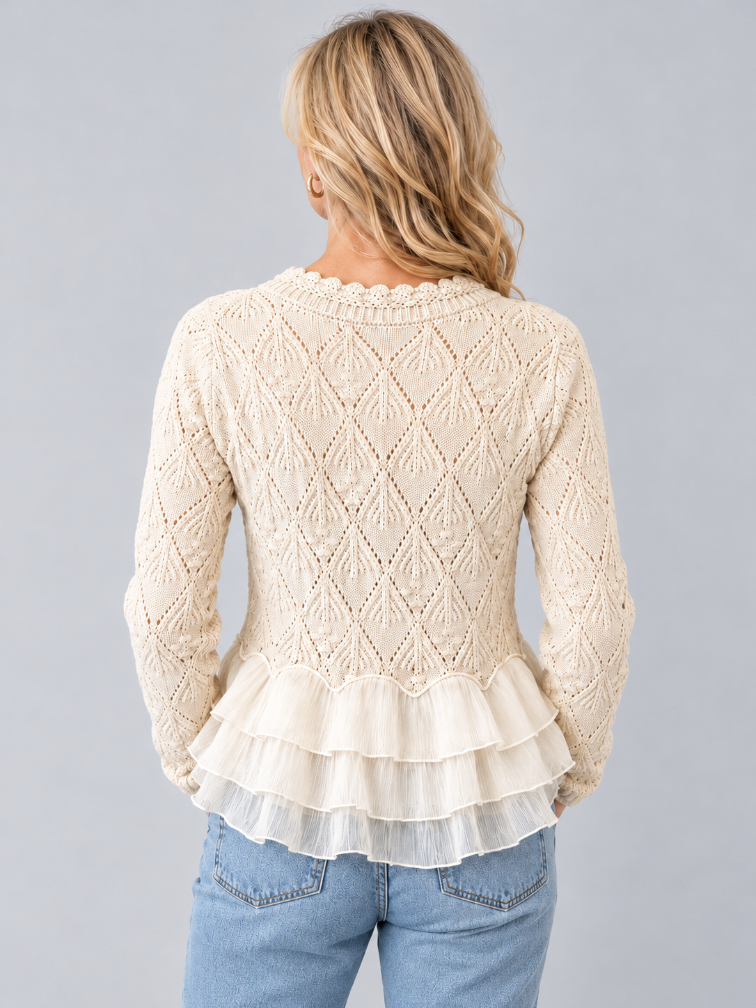 ELIZA & MAREN | LAYERED RUFFLE KNIT SWEATER FOR WOMEN