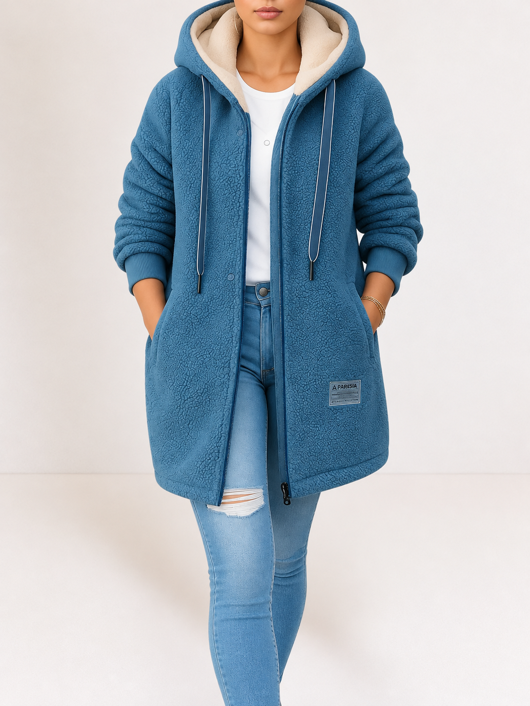 ELIZA & MAREN | HOODED ZIP FLEECE JACKET FOR WOMEN