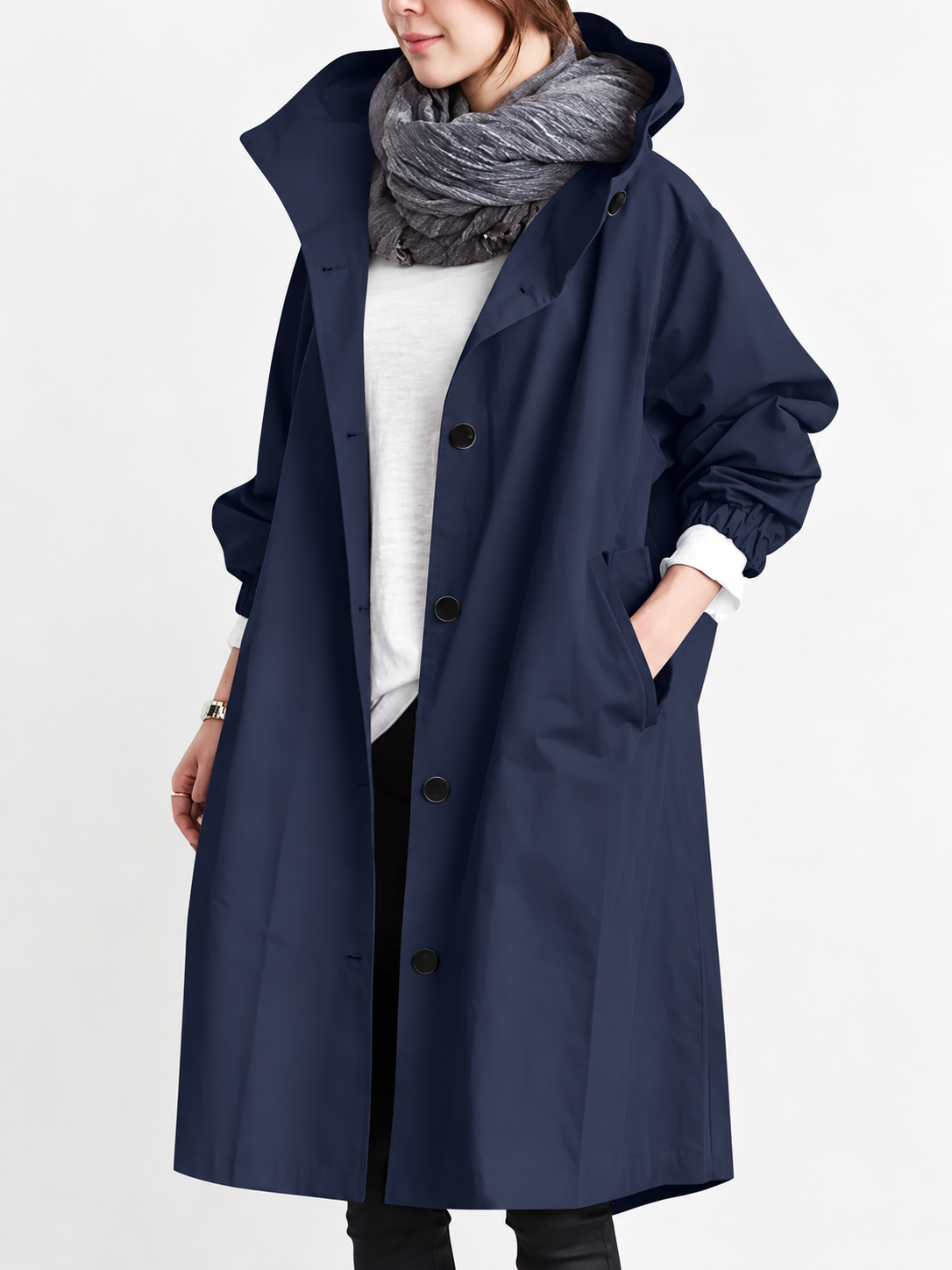 ELIZA & MAREN | LONG HOODED TRENCH COAT FOR WOMEN