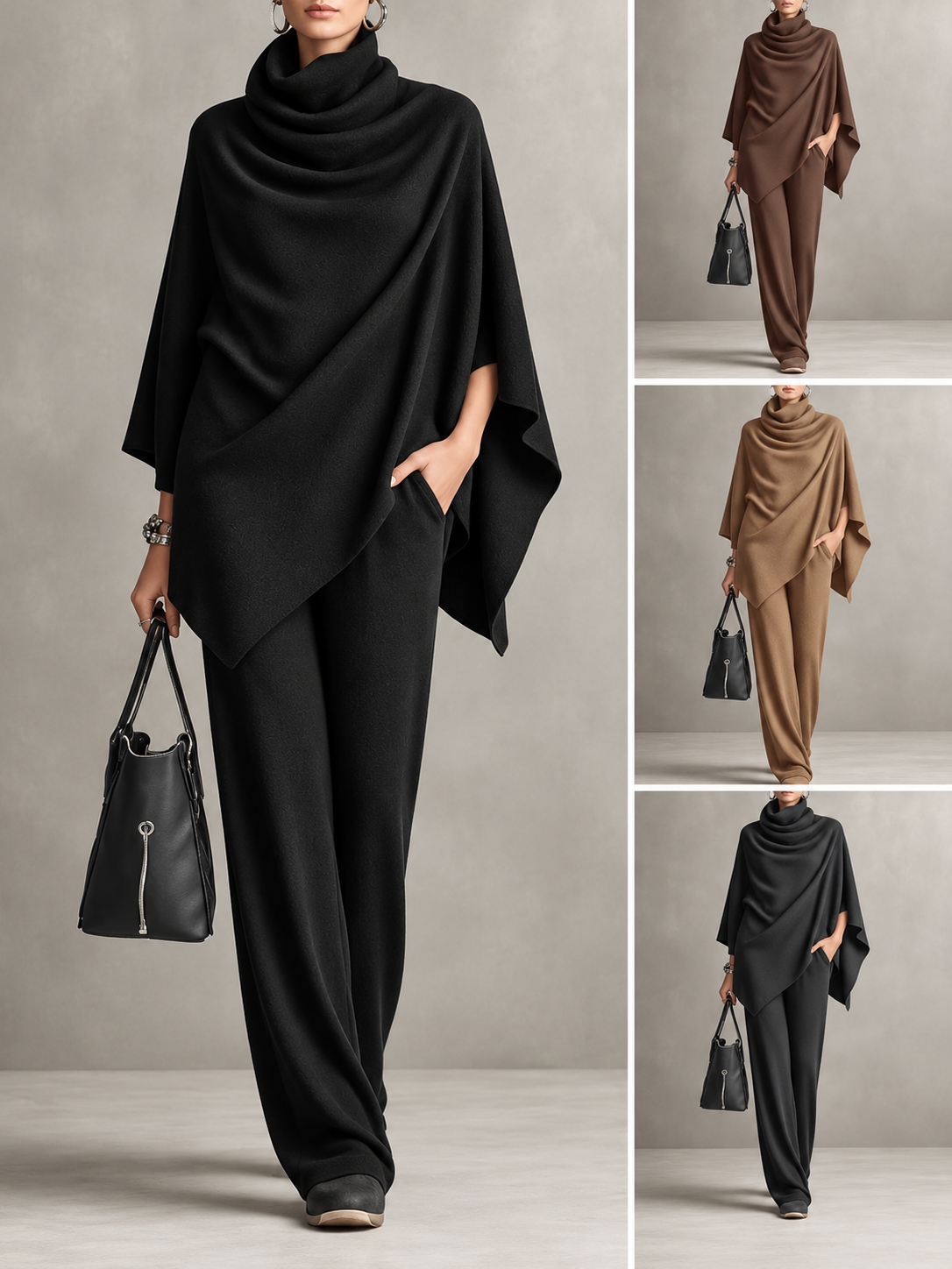 ELIZA & MAREN | VELVET CAPE PANTS SET FOR WOMEN