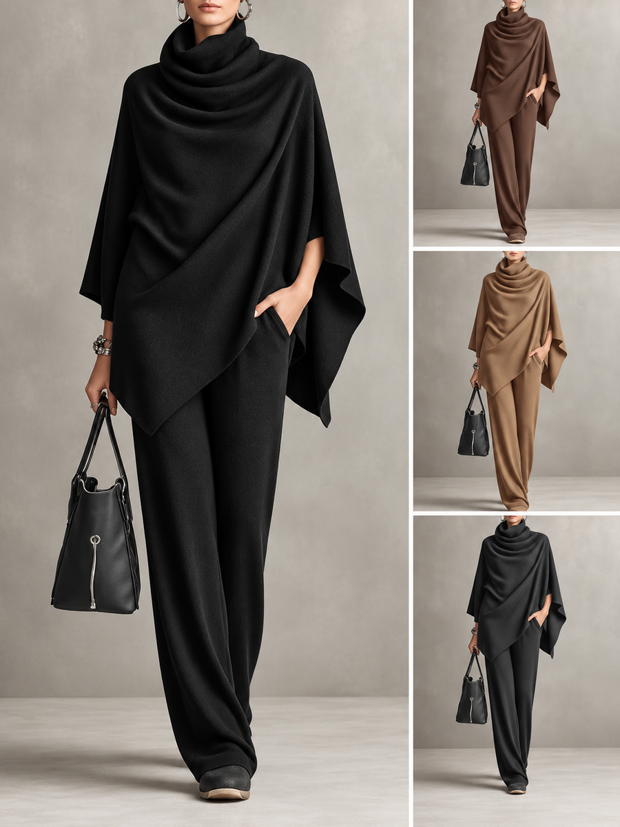 ELIZA & MAREN | VELVET CAPE PANTS SET FOR WOMEN