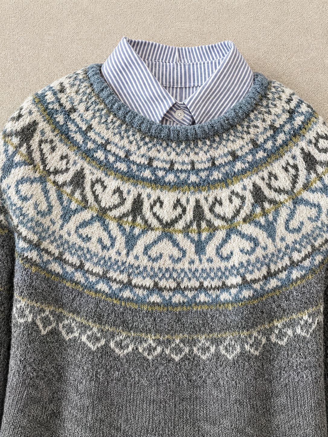 ELIZA & MAREN | NORDIC JACQUARD YOKE SWEATER FOR WOMEN