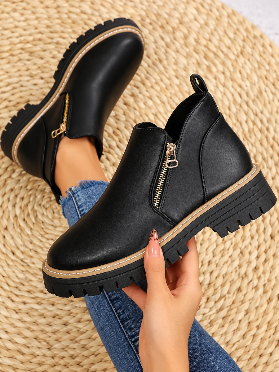 ELIZA & MAREN | SIDE ZIP WEDGE BOOTS FOR WOMEN