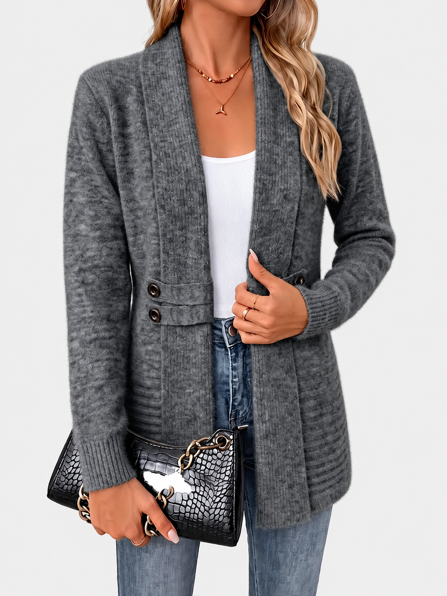 ELIZA & MAREN | CHARCOAL BELTED WAIST CARDIGAN FOR WOMEN