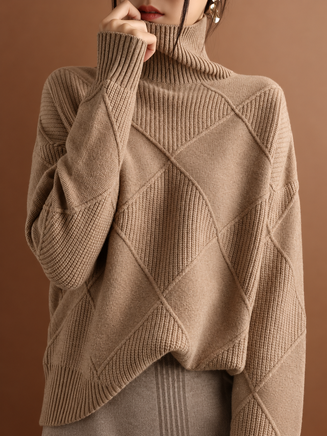 ELIZA & MAREN | TEXTURED TURTLENECK PULLOVER FOR WOMEN