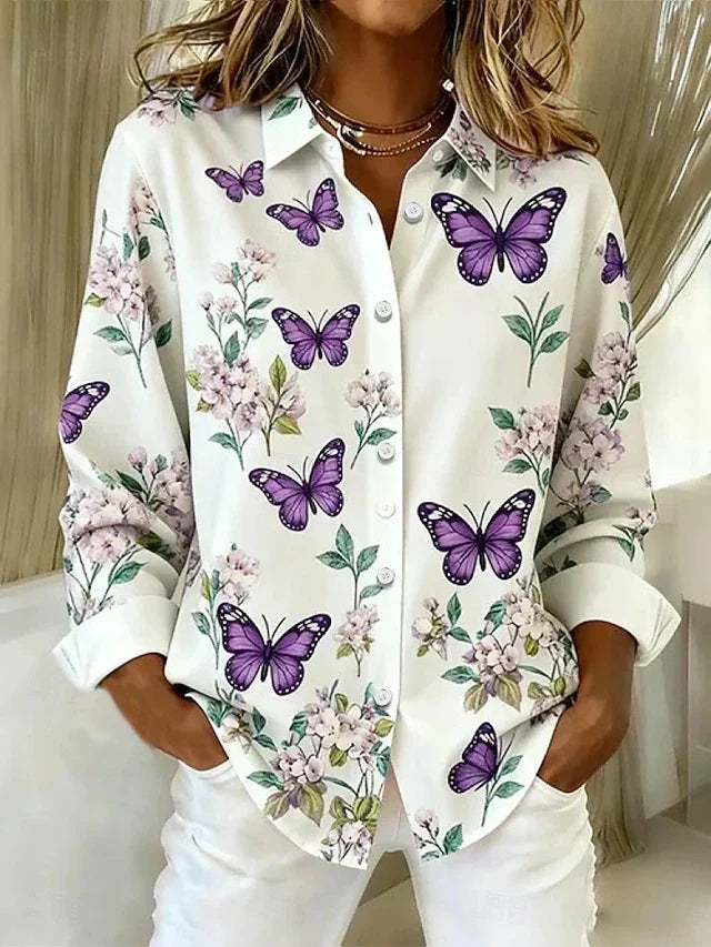 ELIZA & MAREN | BUTTERFLY PRINT BLOUSE FOR WOMEN