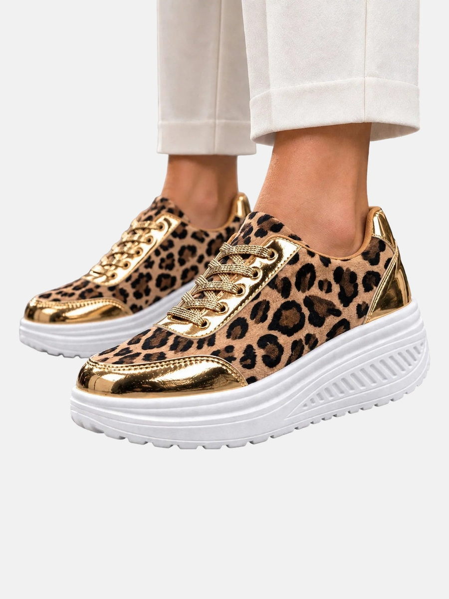 ELIZA & MAREN | LEOPARD WEDGE SNEAKERS FOR WOMEN