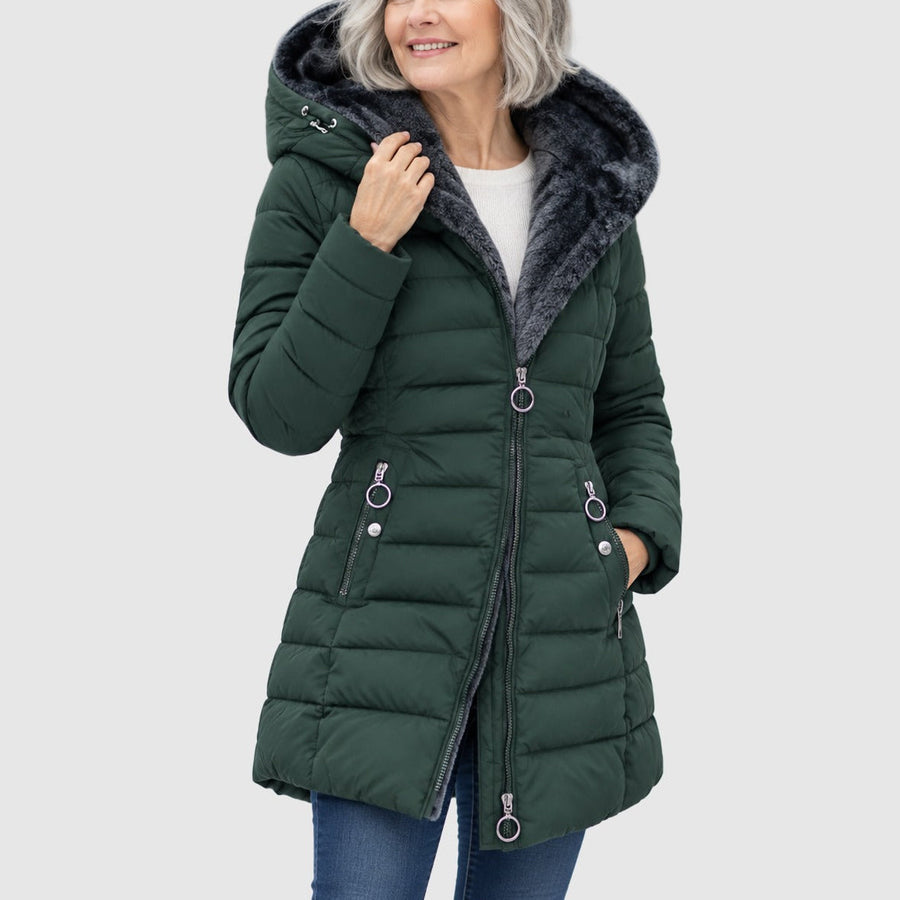 ELIZA & MAREN | QUILTED HIGH HOOD COAT FOR WOMEN