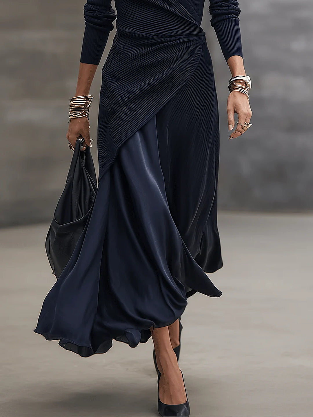 ELIZA & MAREN | RIBBED TOP WRAP DRESS FOR WOMEN