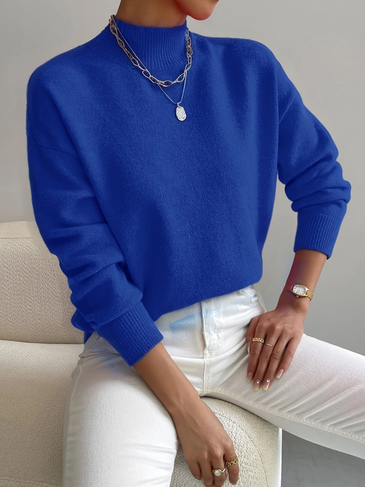 ELIZA & MAREN | BRUSHED MOCK NECK SWEATER FOR WOMEN