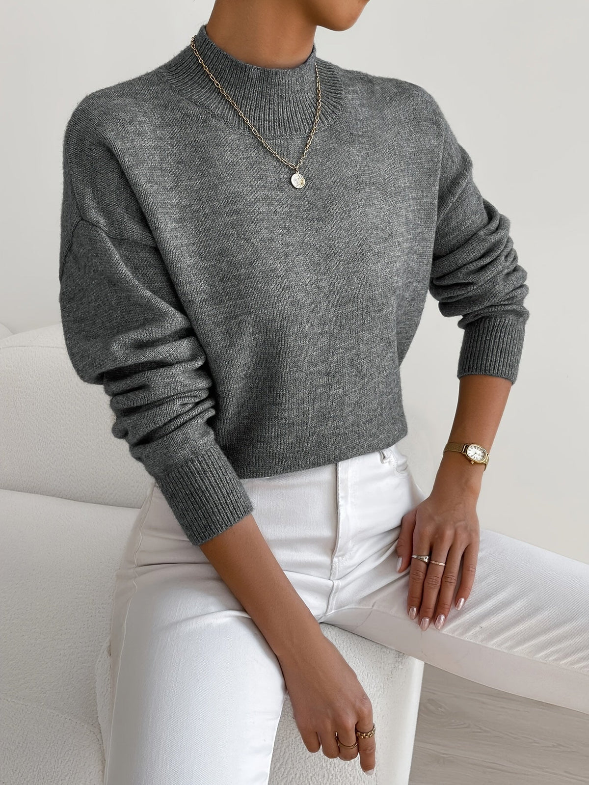 ELIZA & MAREN | BRUSHED MOCK NECK SWEATER FOR WOMEN