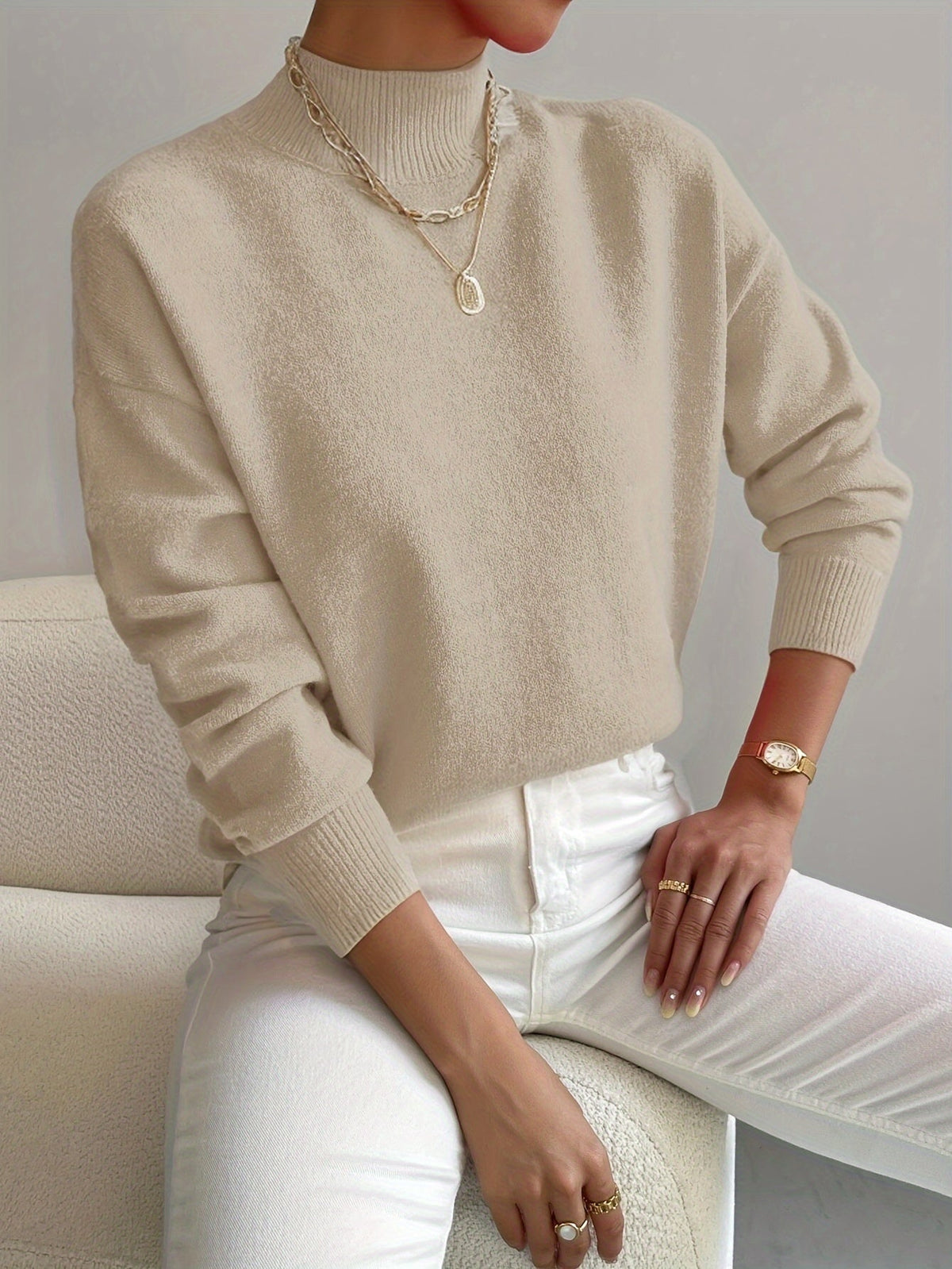 ELIZA & MAREN | BRUSHED MOCK NECK SWEATER FOR WOMEN