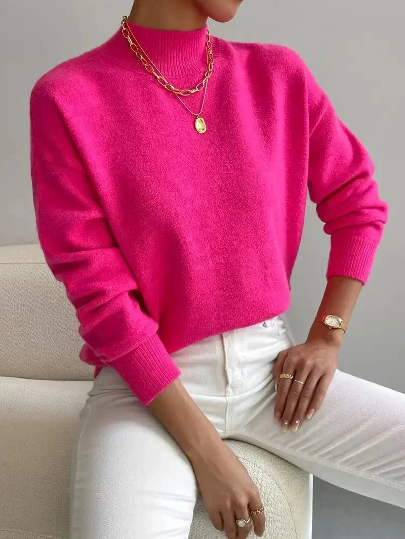 ELIZA & MAREN | BRUSHED MOCK NECK SWEATER FOR WOMEN