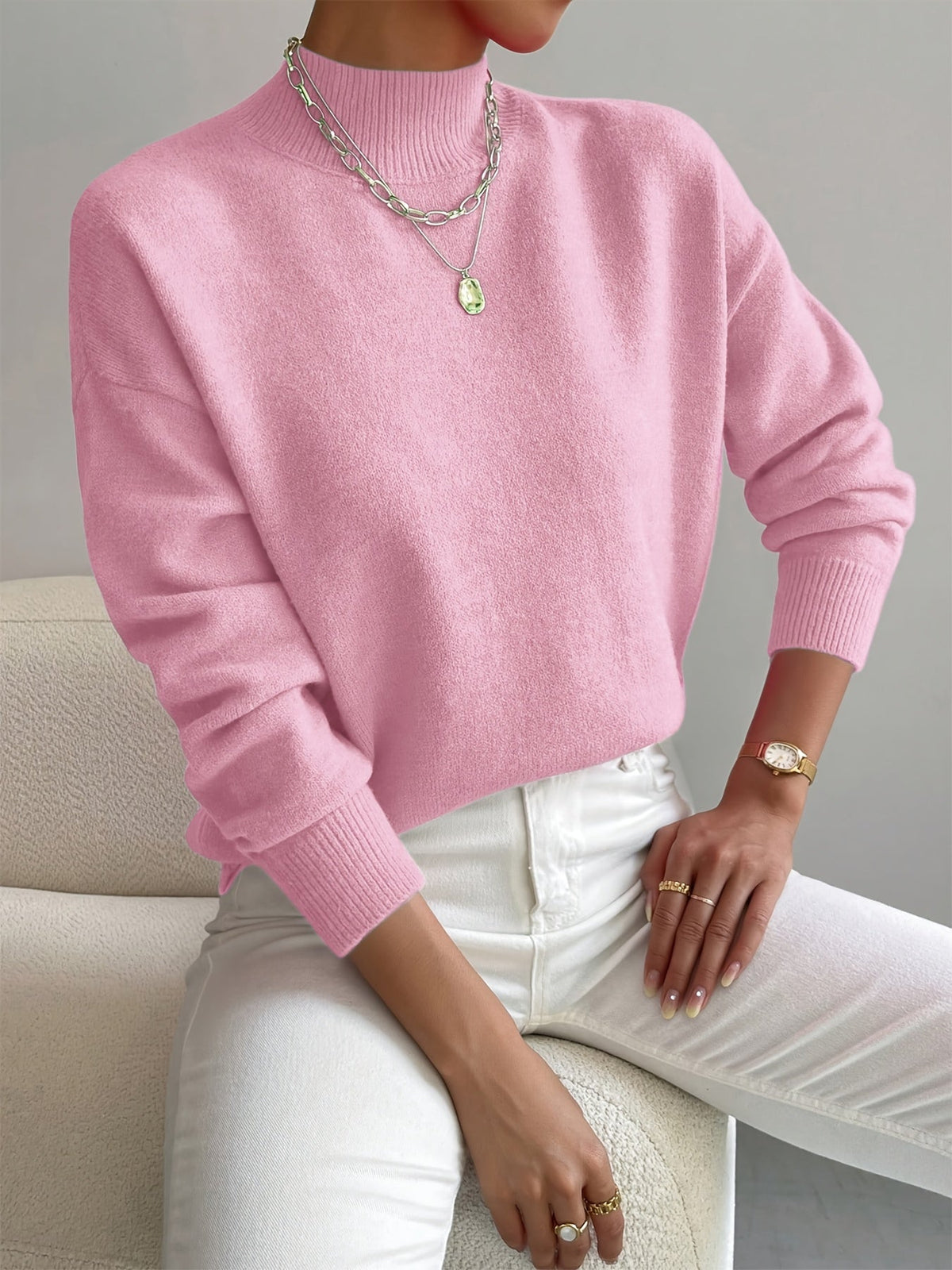 ELIZA & MAREN | BRUSHED MOCK NECK SWEATER FOR WOMEN