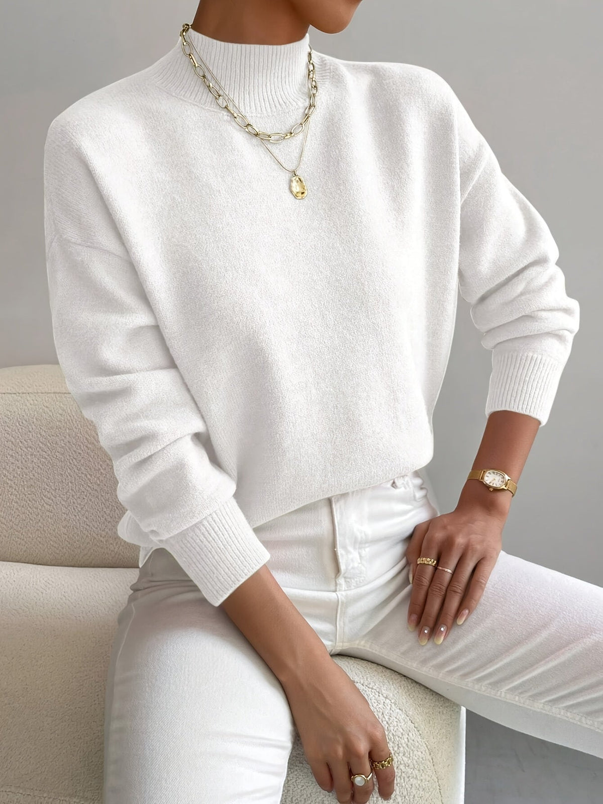 ELIZA & MAREN | BRUSHED MOCK NECK SWEATER FOR WOMEN