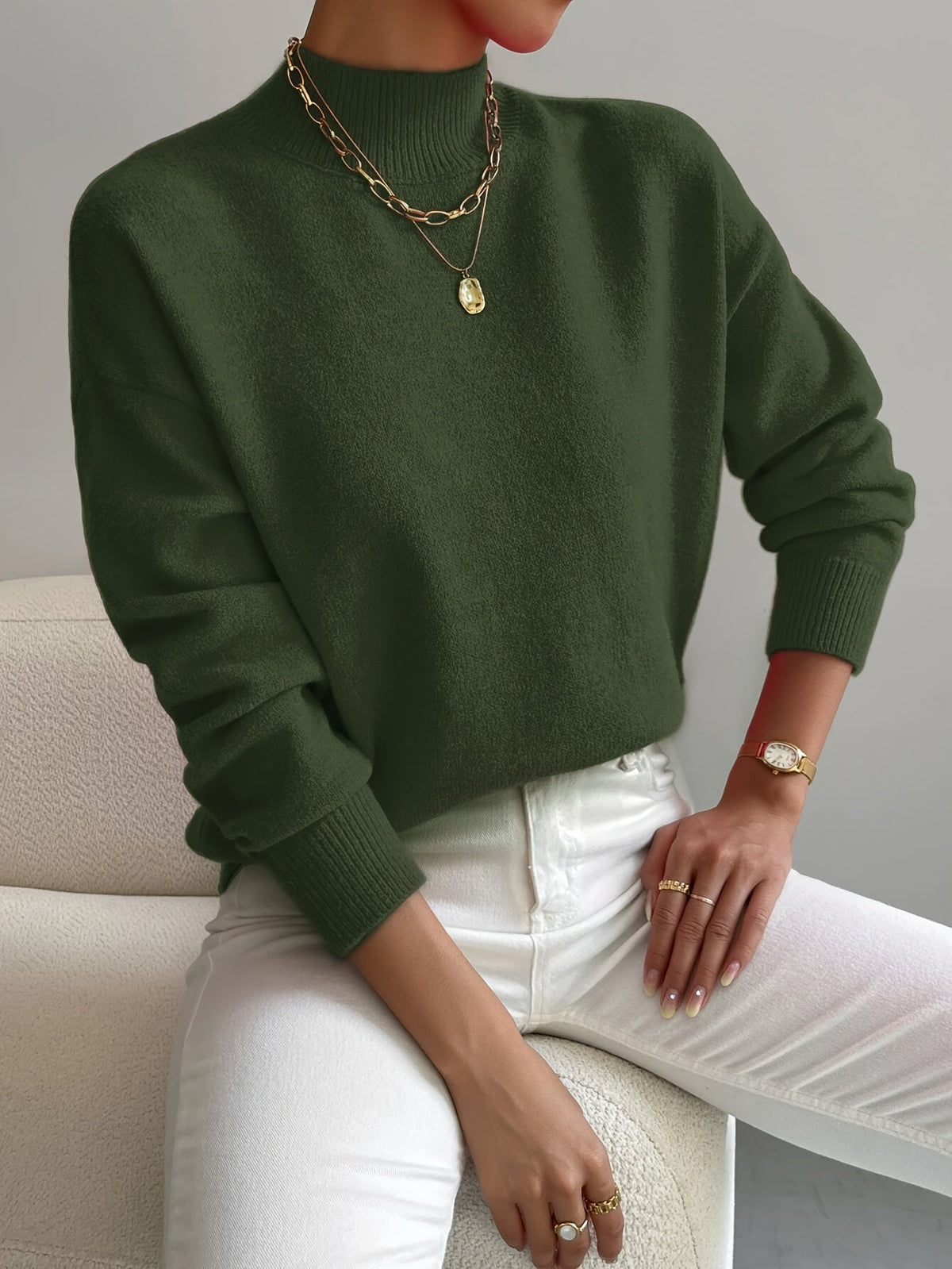 ELIZA & MAREN | BRUSHED MOCK NECK SWEATER FOR WOMEN