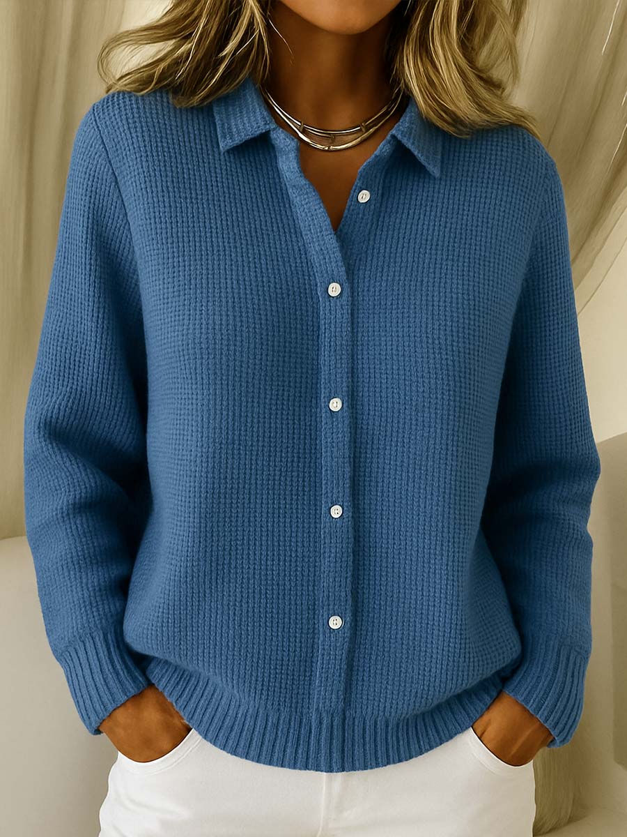 ELIZA & MAREN | COLLARED BUTTON KNIT CARDIGAN FOR WOMEN