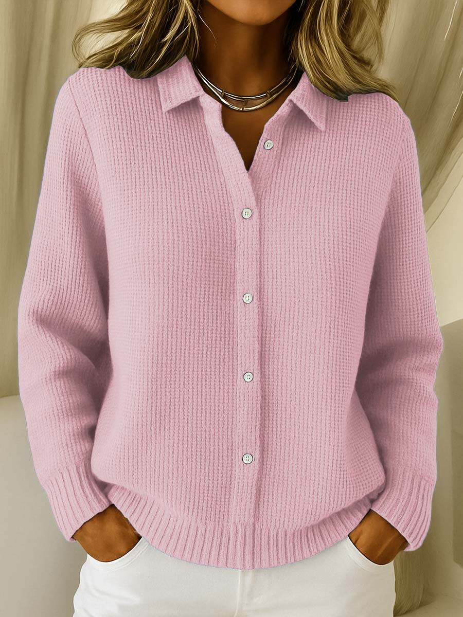 ELIZA & MAREN | COLLARED BUTTON KNIT CARDIGAN FOR WOMEN