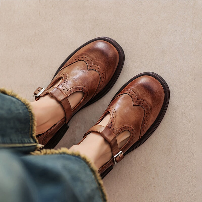 ELIZA & MAREN | T-STRAP BROGUE SHOES FOR WOMEN