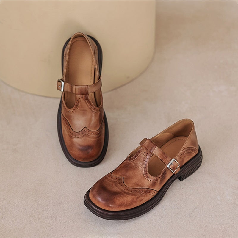 ELIZA & MAREN | T-STRAP BROGUE SHOES FOR WOMEN