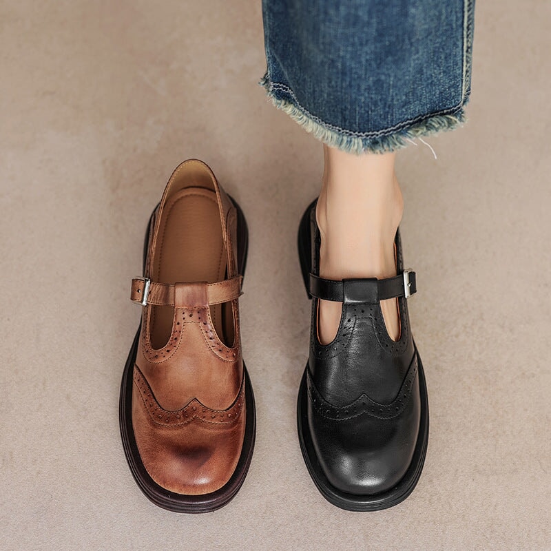 ELIZA & MAREN | T-STRAP BROGUE SHOES FOR WOMEN