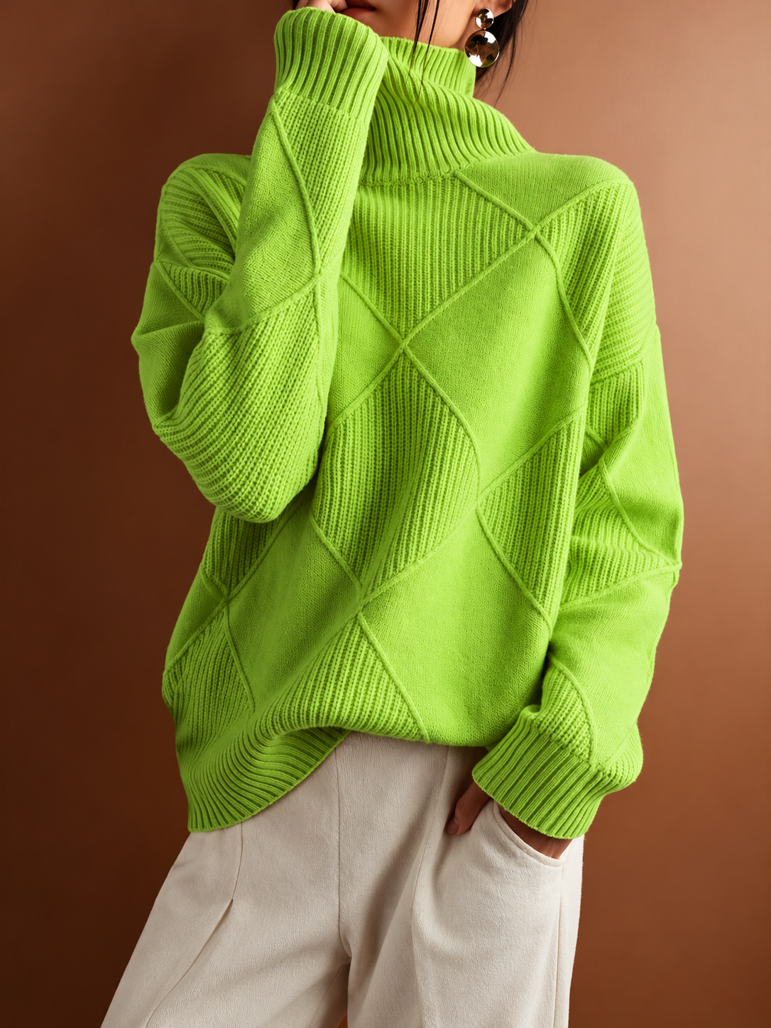 ELIZA & MAREN | TEXTURED TURTLENECK PULLOVER FOR WOMEN