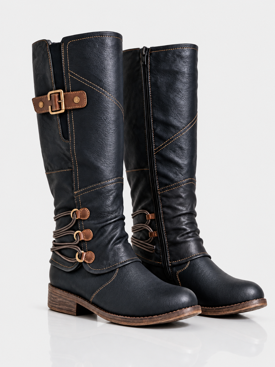 ELIZA & MAREN | CORD ACCENT RIDING BOOTS FOR WOMEN